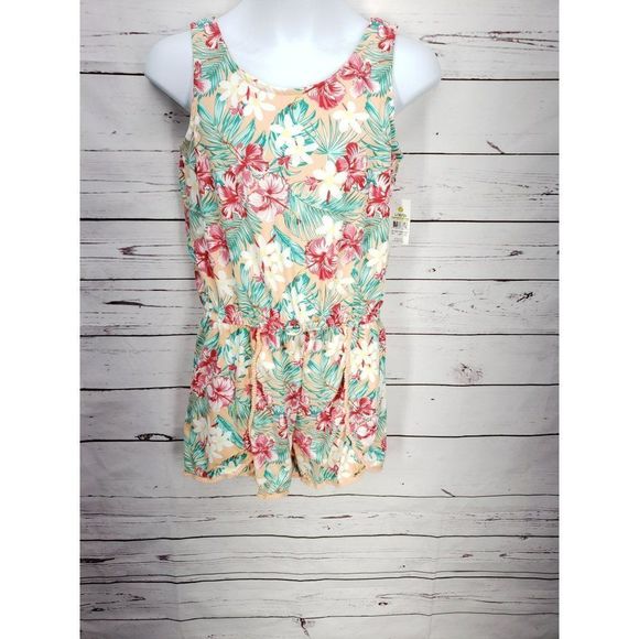 Bobbie Brooks Large 10/12 hawaiian tropical print‎ romper jumpsuit - Picture 7 of 12